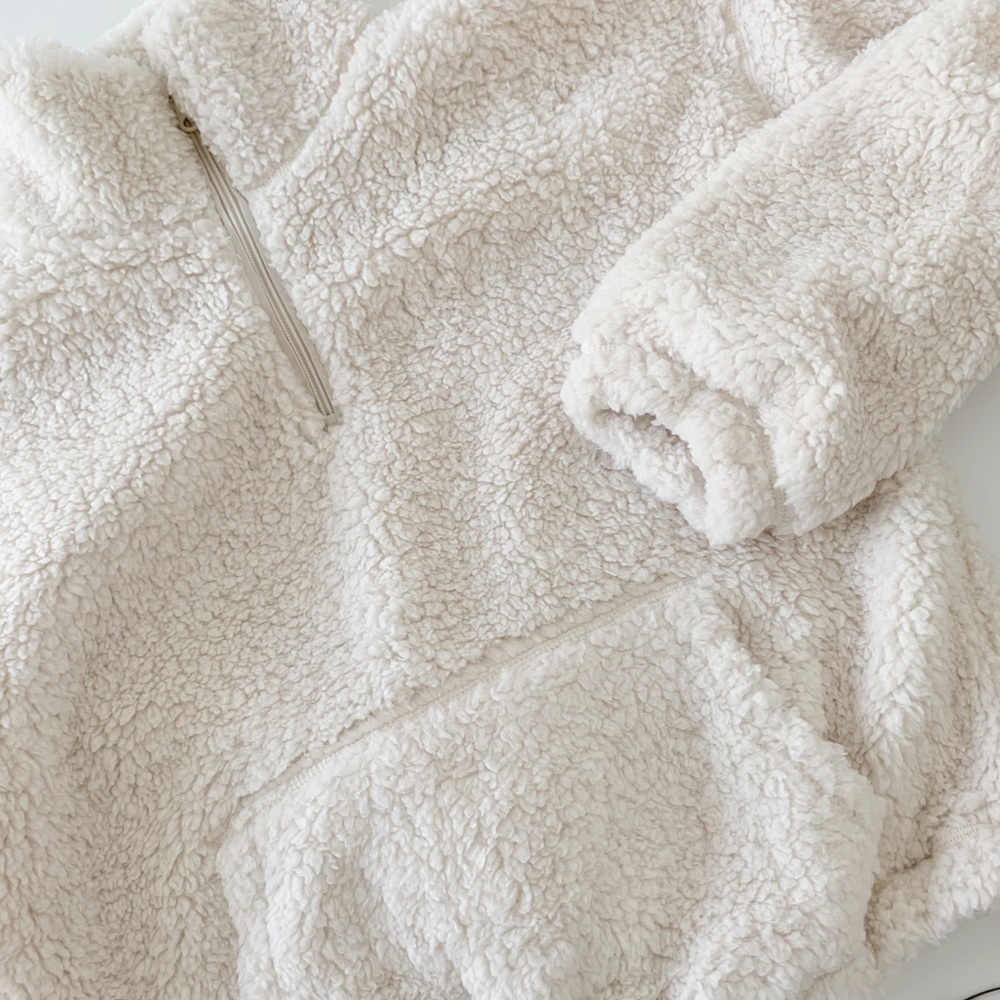 HALF ZIP SHERPA PULLOVER -  OFF WHITE SNOW - Picture 12 of 12